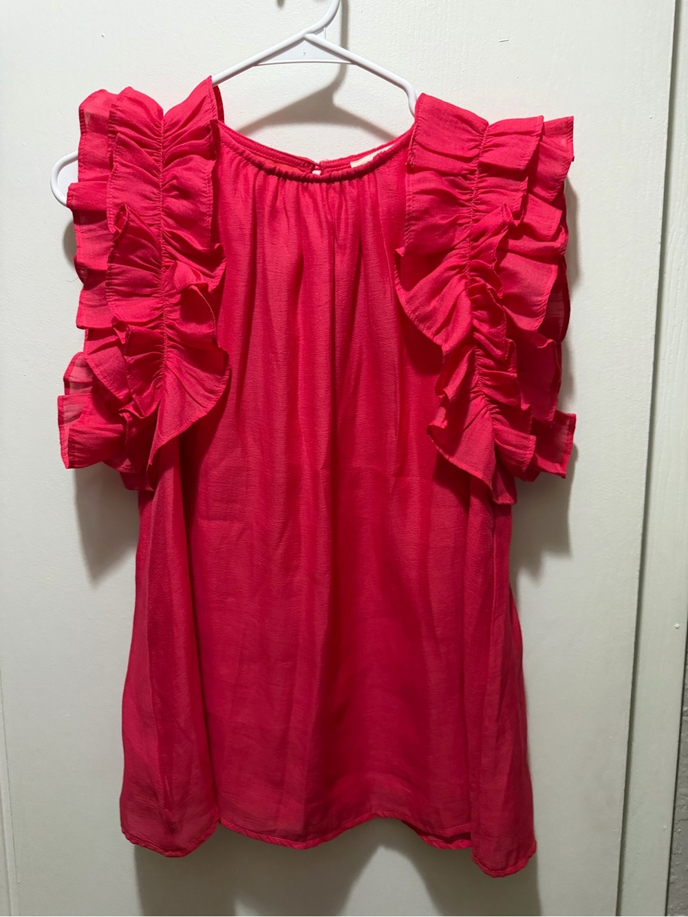 Entro Women’s Ruffle Sleeve Blouse - Hot Pink
